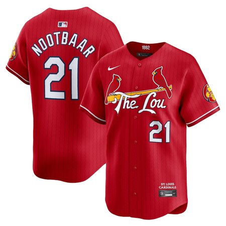 Men's St. Louis Cardinals #21 Lars Nootbaar Red 2024 City Connect Limited Player Jersey